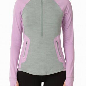 Under Armour Womens coldgear long sleeve quarter zip top size XS grey pink